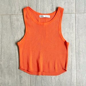 Zara Bright Orange Sleeveless Top